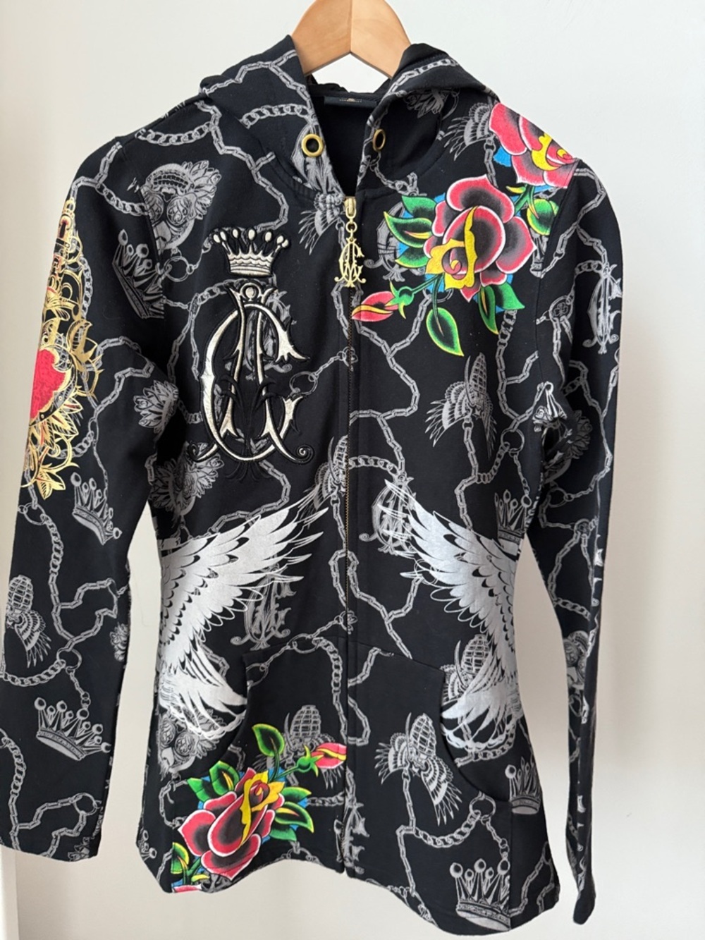 Vintage Y2K Women's Rare
Christian Audigier Hoodie Jacket Size M